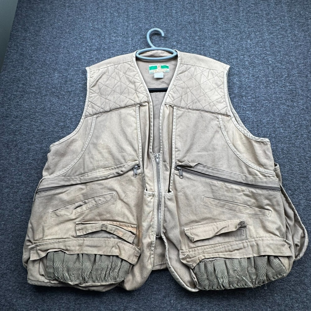 Game Winner Sportswear Hunting Vest Mens 2XL? Full Zip Beige Pockets Utility
